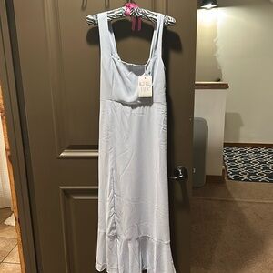 Show Me Your MuMu Blue Chiffon Claire Midi Dress